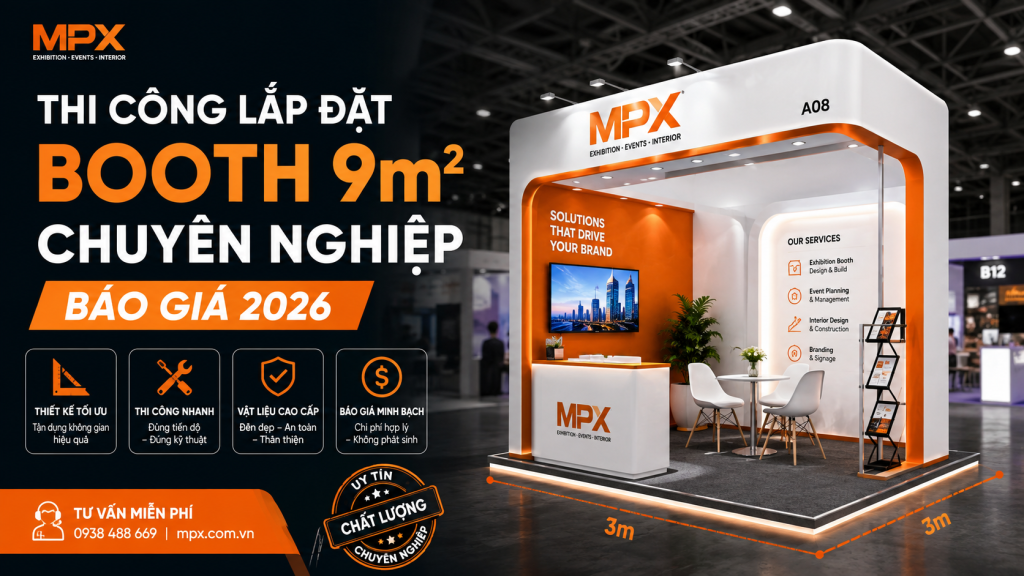 Thi Công Lắp Đặt Booth 9m² Chuyên Nghiệp | Báo Giá 2026
