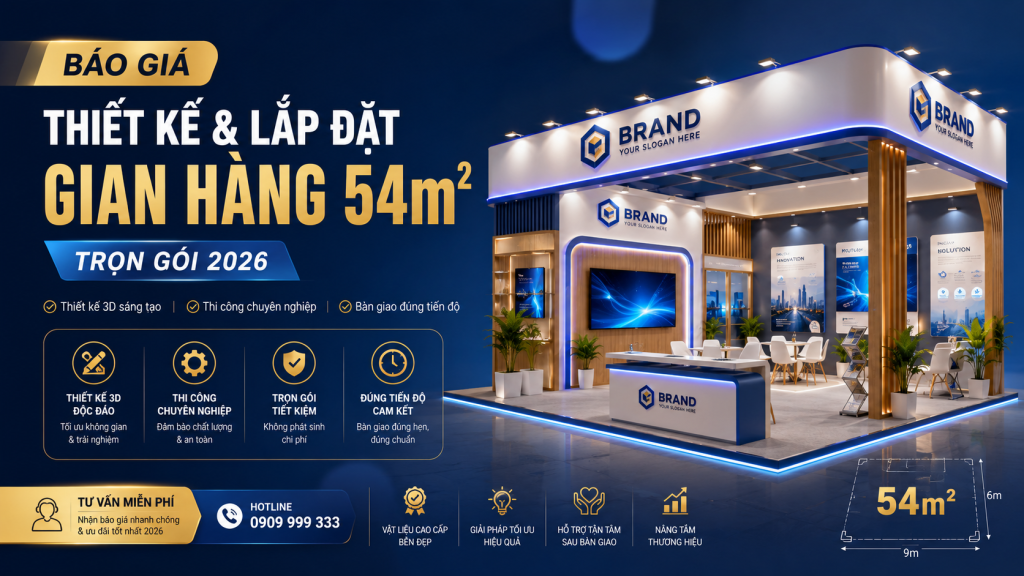 Báo Giá Thiết Kế & Lắp Đặt Gian Hàng 54m² Trọn Gói 2026