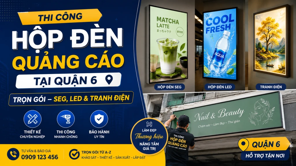 Thi Công Hộp Đèn Quảng Cáo Quận 6: SEG, LED, Tranh Điện