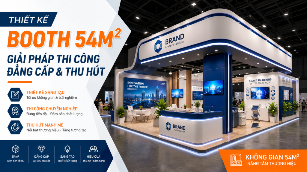 Thiết kế Booth 54m²: Giải Pháp Thi Công Đẳng Cấp & Thu Hút