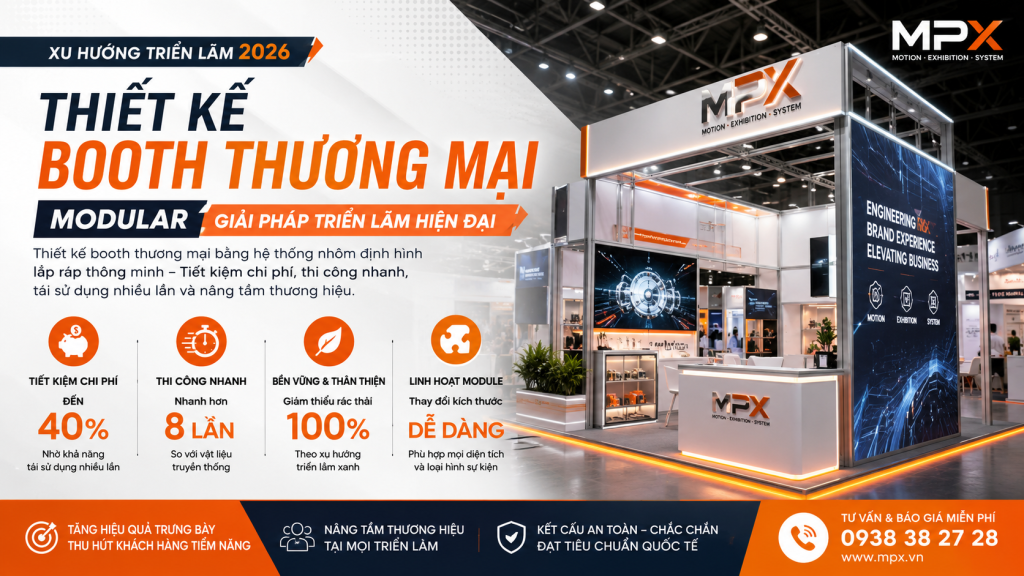 Thiết Kế Booth Thương Mại Nhôm Định Hình: Giải Pháp Modular Tối Ưu Cho Triển Lãm 2026