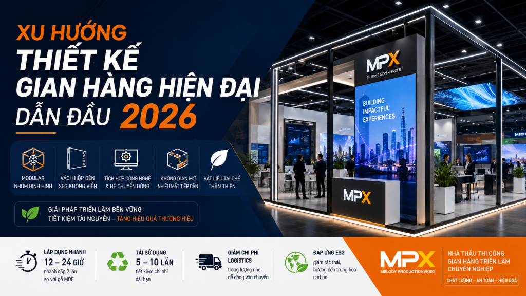Thiết Kế Gian Hàng Hiện Đại Năm 2026: 5 Giải Pháp Dẫn Đầu Xu Thế