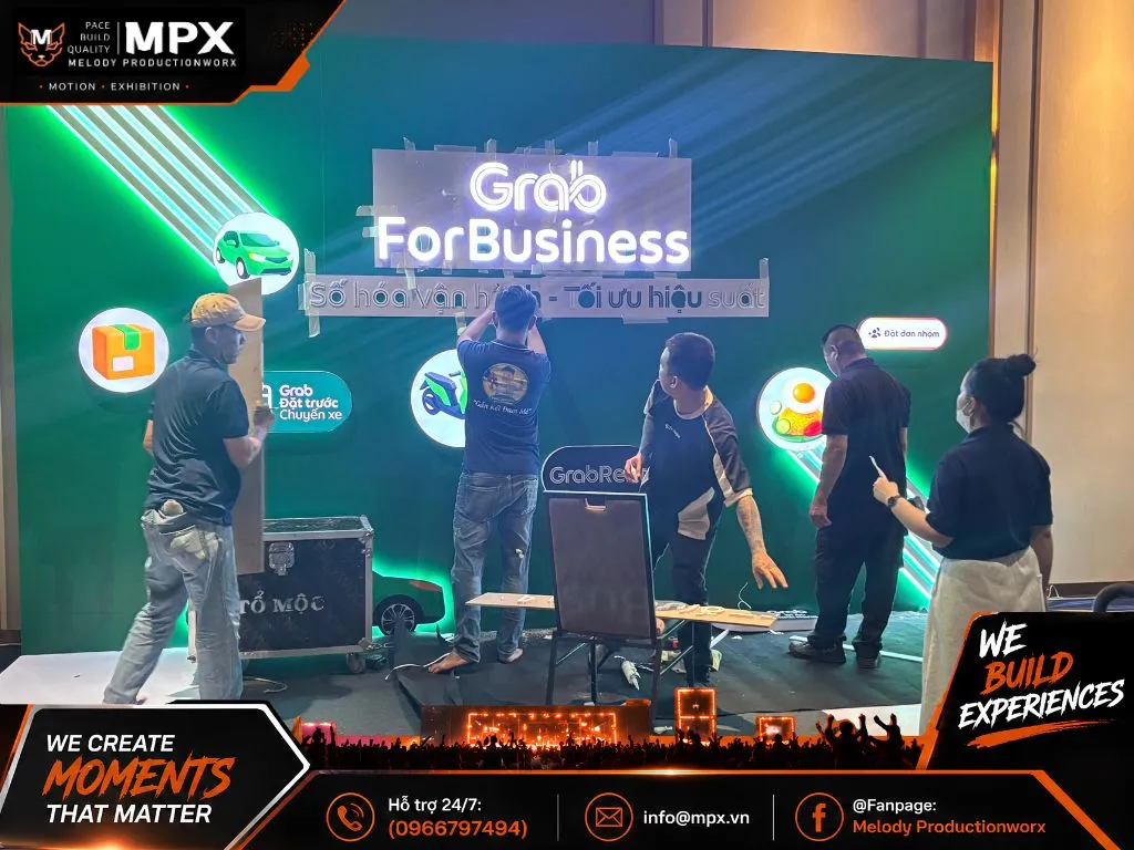 Hình ảnh thực tế không gian đón tiếp khách hàng doanh nghiệp của Grab For Business tại InnoEx